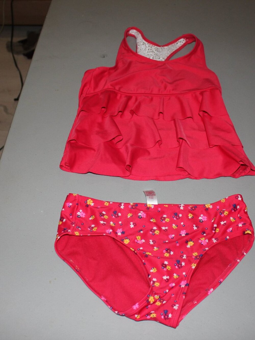 Red 2 Pcs Justice Tankini Swimsuit Size 14